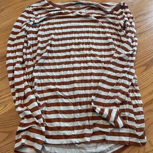 Striped Brown and White Women's Top